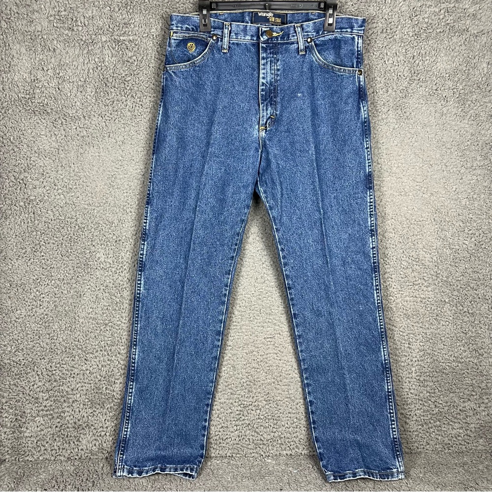 Wrangler Men Blue Denim Jean 35x32 George Strait 13MGSHD Cowboy Cut Original Fit